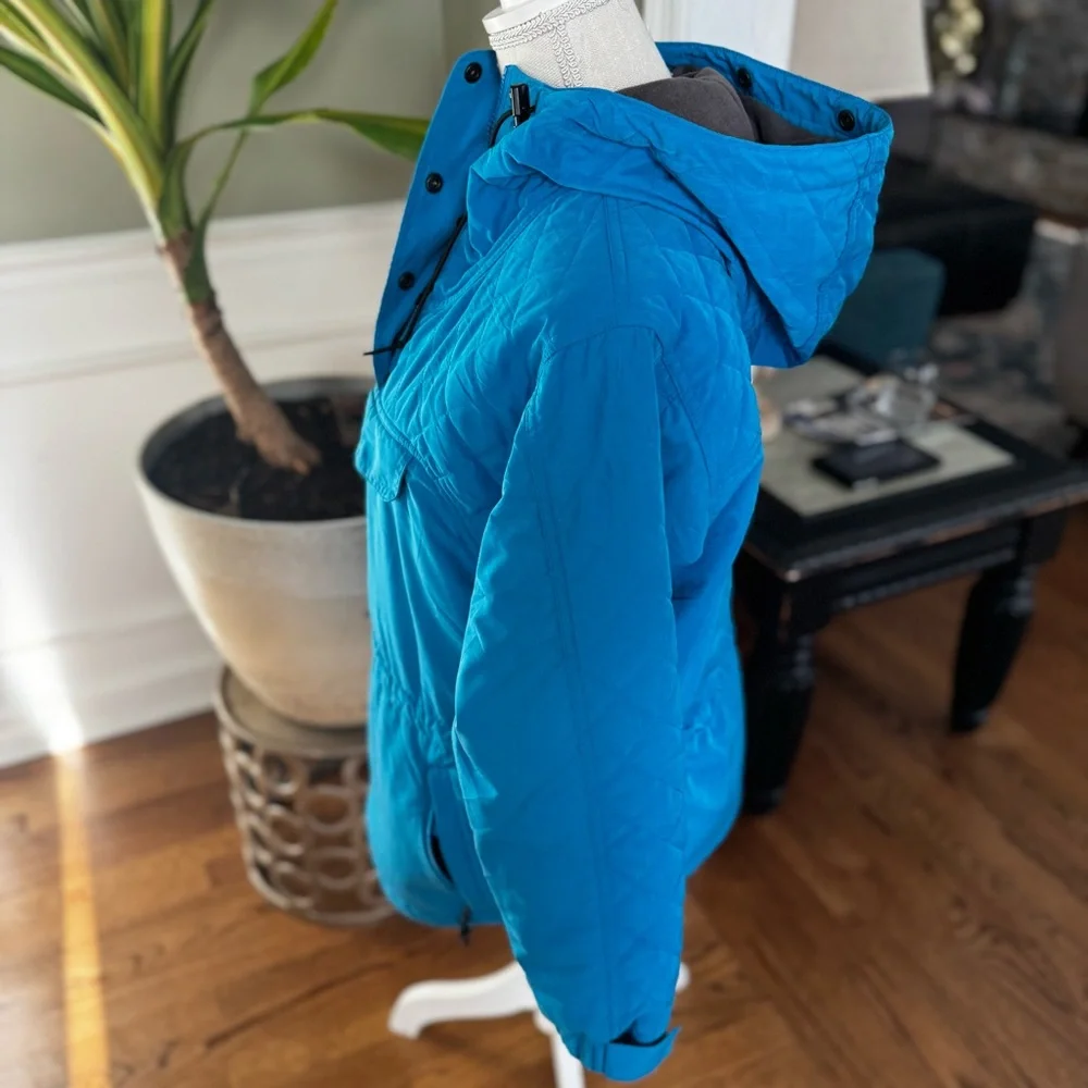 LL‎ BEAN Size S petite Vintage Blue Hooded Parka Coat Jacket CR27 missing fur